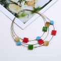 3 layers charm necklace with acrylic resin beads for women multi layered necklace